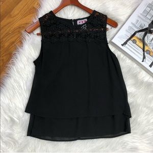 Three Pink Hearts Black Lace Blouse